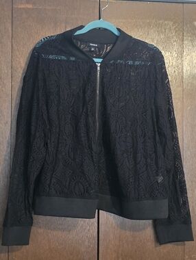 Torrid Black Lace Bomber Jacket